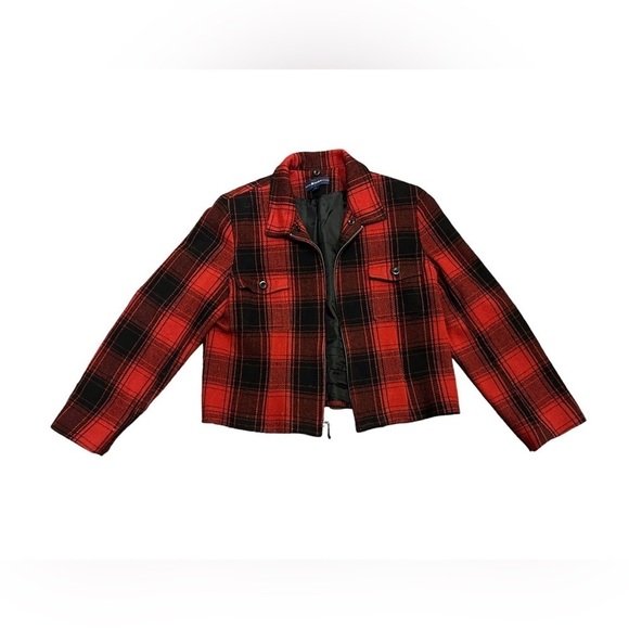 Vintage Breeches Women’s Wool Red/Black Plaid Zip Jacket with Pockets Size L - Picture 6 of 10